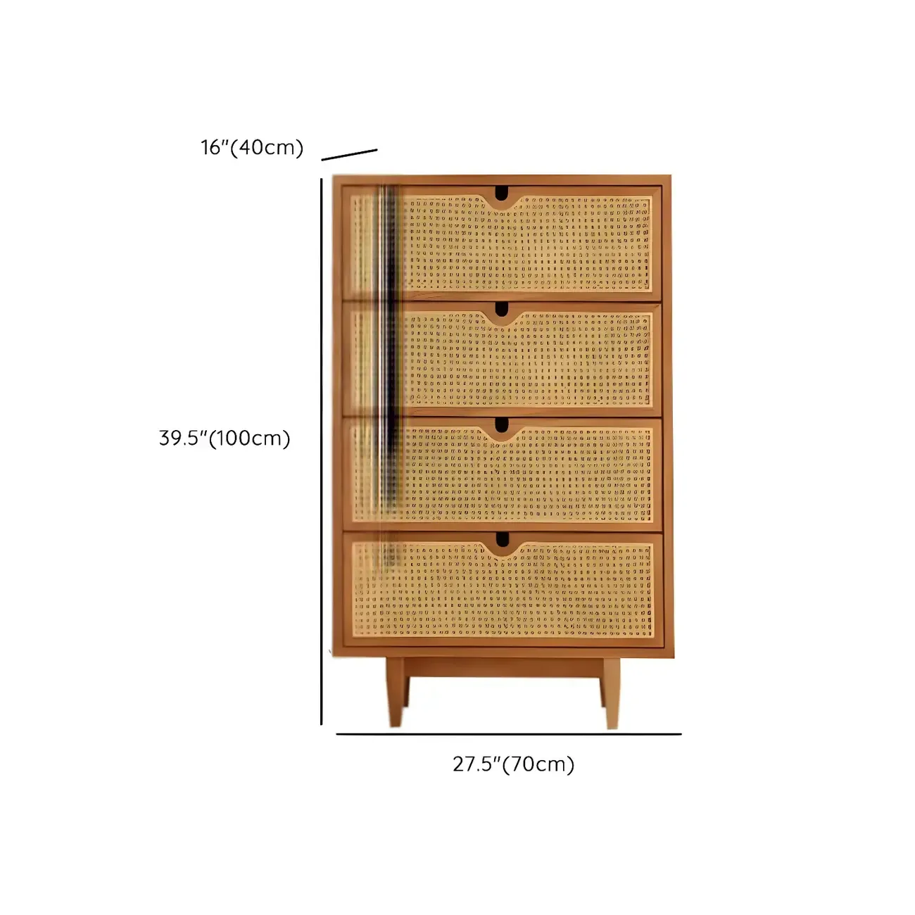 Retro Natural Rattan Dressers with 3-Drawers for Bedroom Image - 23