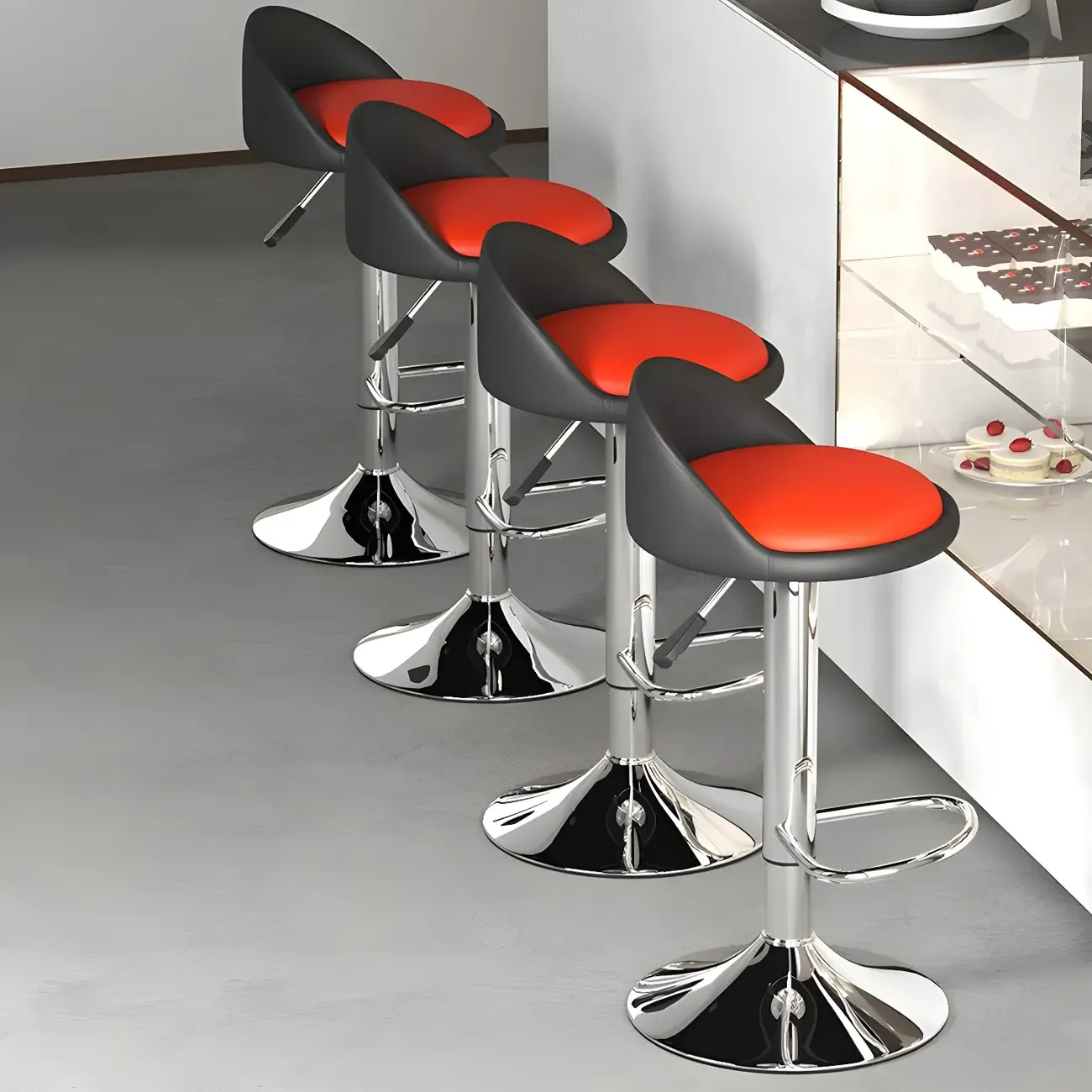 Modern Metal Adjustable Swivel Bar Stools for Dining Room Image - 6
