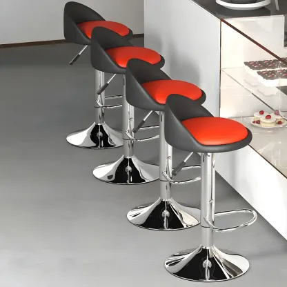 Modern Metal Adjustable Swivel Bar Stools for Dining Room Image - 6