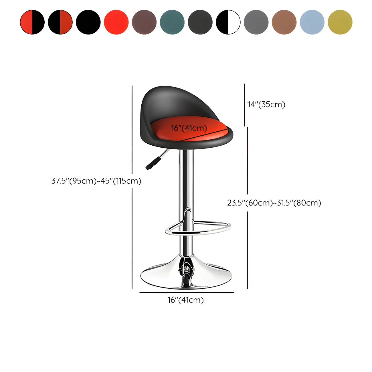Modern Metal Adjustable Swivel Bar Stools for Dining Room #size | homeyfad