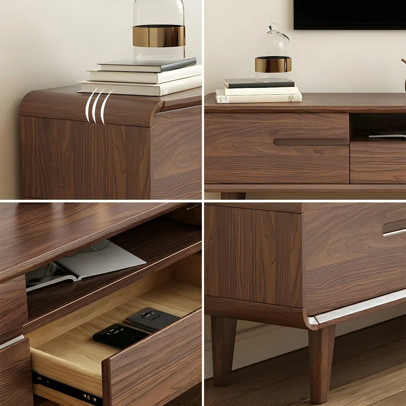 Traditional Wooden Mueble Para TV Stand with Drawers for Home Image - 8