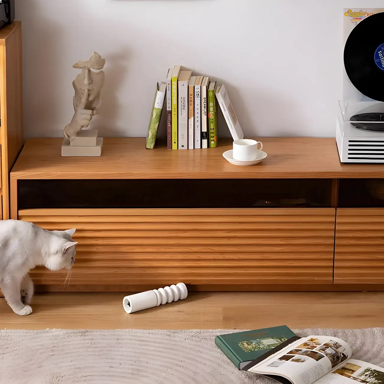 Traditional Wooden TV Stand with Drawers for Living Room Image - 6