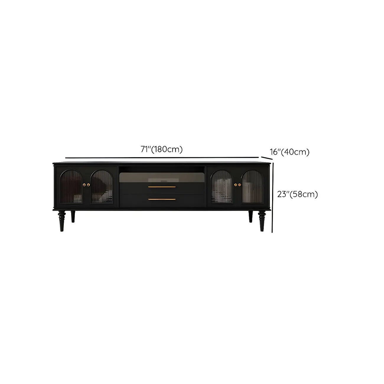 Glam Black Wooden TV Stand with Open Storage for Living Room #size | homeyfad