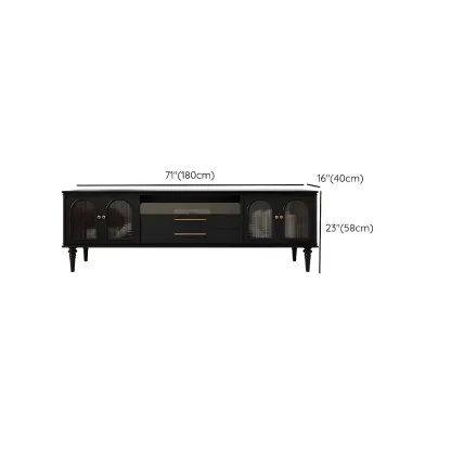 Glam Black Wooden TV Stand with Open Storage for Living Room #size