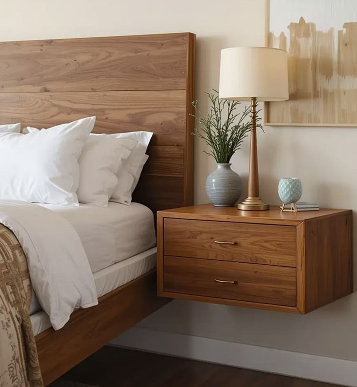 floating nightstand for small bedroom