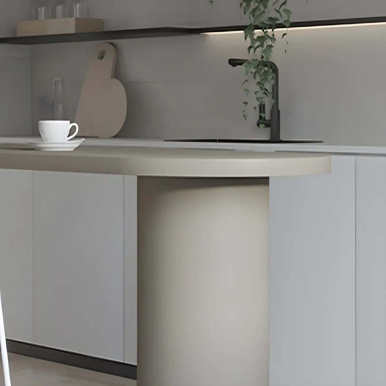 Free Form Modern Gray Bar Table with Wood Top Image - 9