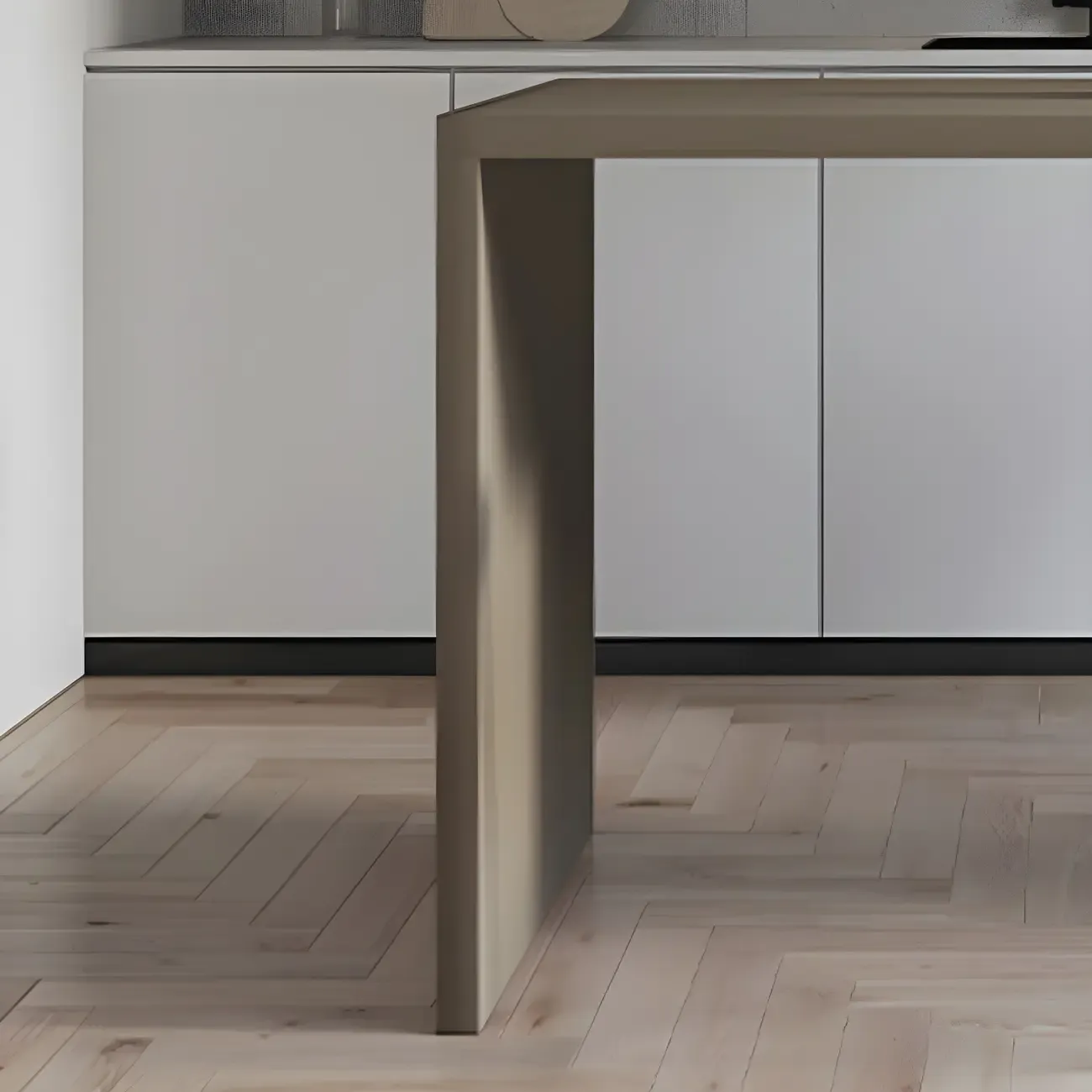 Free Form Modern Gray Bar Table with Wood Top Image - 10