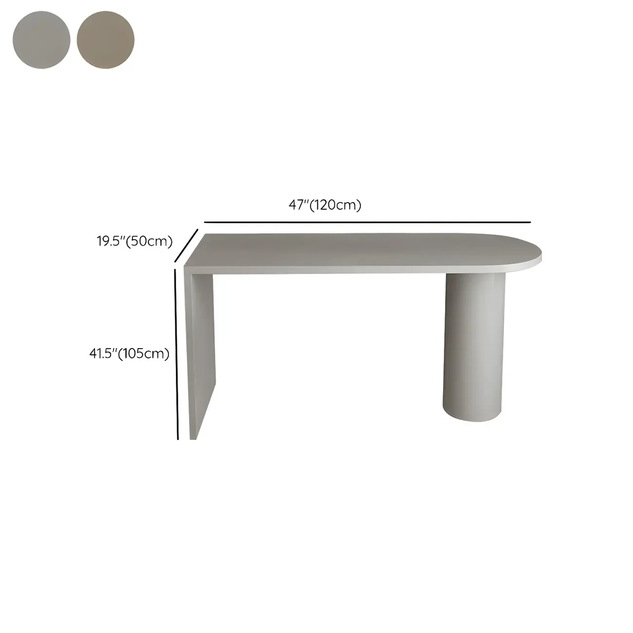 Free Form Modern Gray Bar Table with Wood Top #size