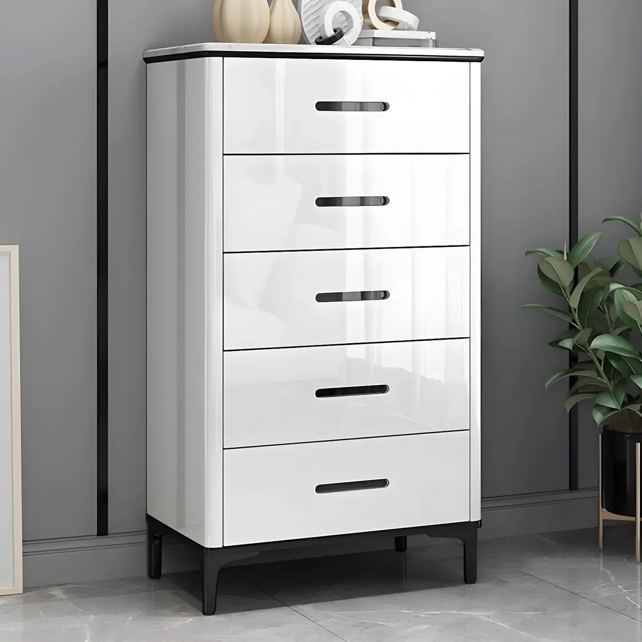 Modern White Wooden Dressers & Chests with Drawers for Home Image - 3