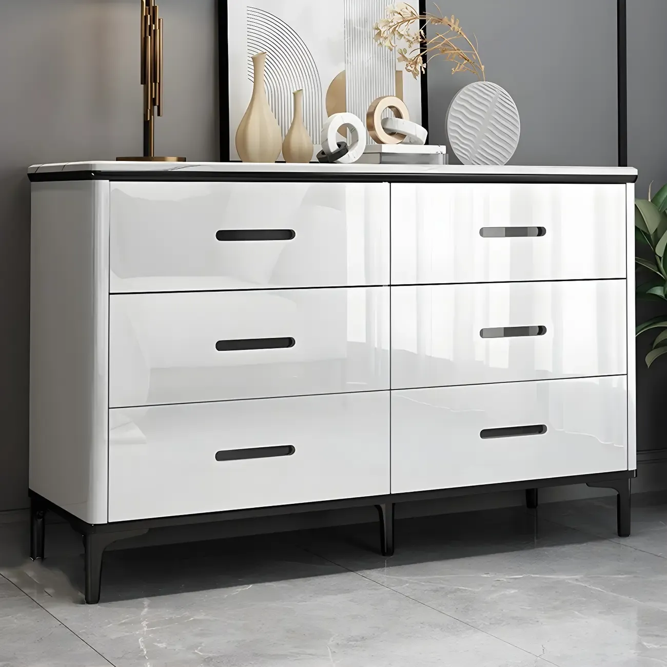 Modern White Wooden Dressers & Chests with Drawers for Home Image - 5