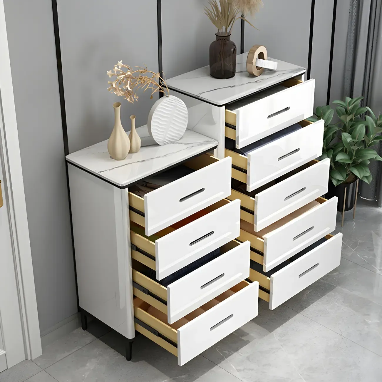 Modern White Wooden Dressers & Chests with Drawers for Home Image - 6
