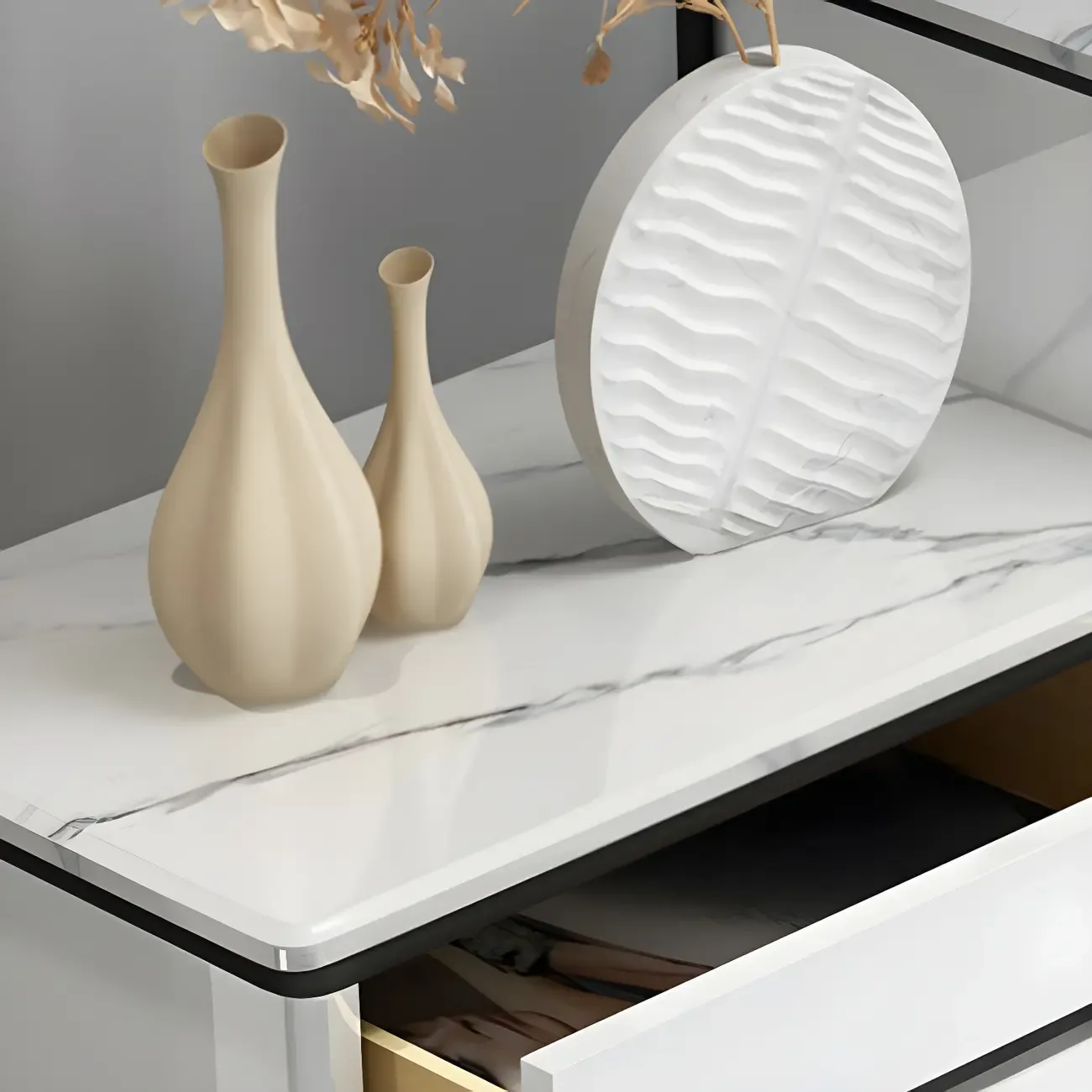 Modern White Wooden Dressers & Chests with Drawers for Home Image - 11