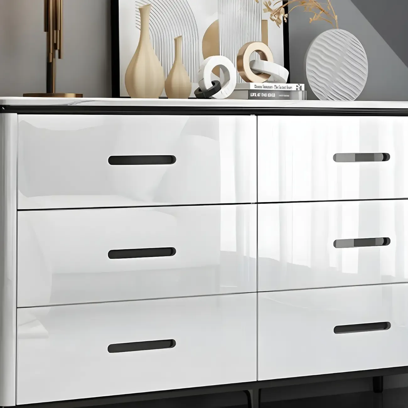 Modern White Wooden Dressers & Chests with Drawers for Home Image - 12