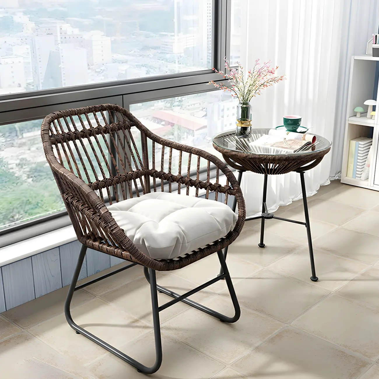 Stackable Outdoor Dining Chair with Canvas Cushion Image - 1 | homeyfad