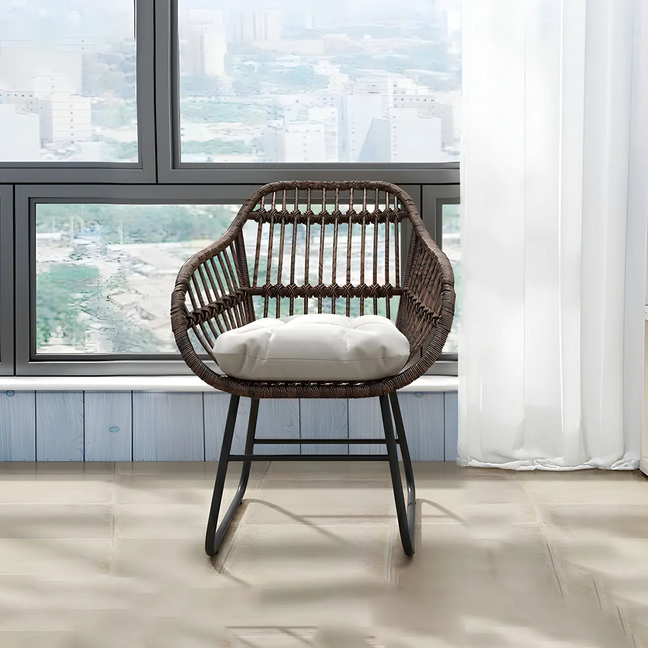 Stackable Outdoor Dining Chair with Canvas Cushion Image - 2 | homeyfad