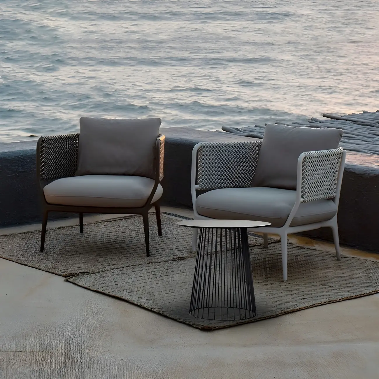 Outdoor Patio Sofa with Waterproof Cushions in Metal Frame Image - 1 | homeyfad