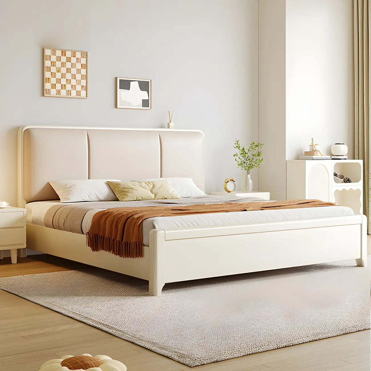 Scandinavian Wooden Leather Upholstered Platform Storage Bed Image - 1 | homeyfad