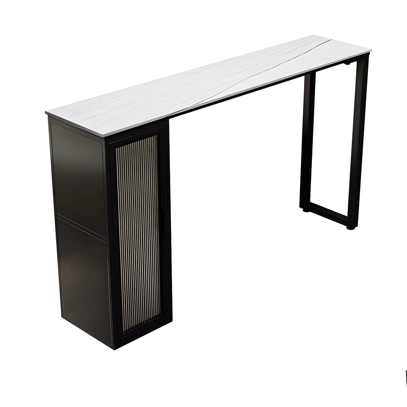 Modern Black Stone Steel Pedestal Storage Bar Tables Image - 2 | homeyfad