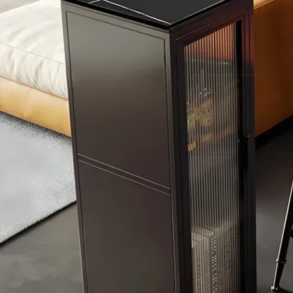 Modern Black Stone Steel Pedestal Storage Bar Tables Image - 8