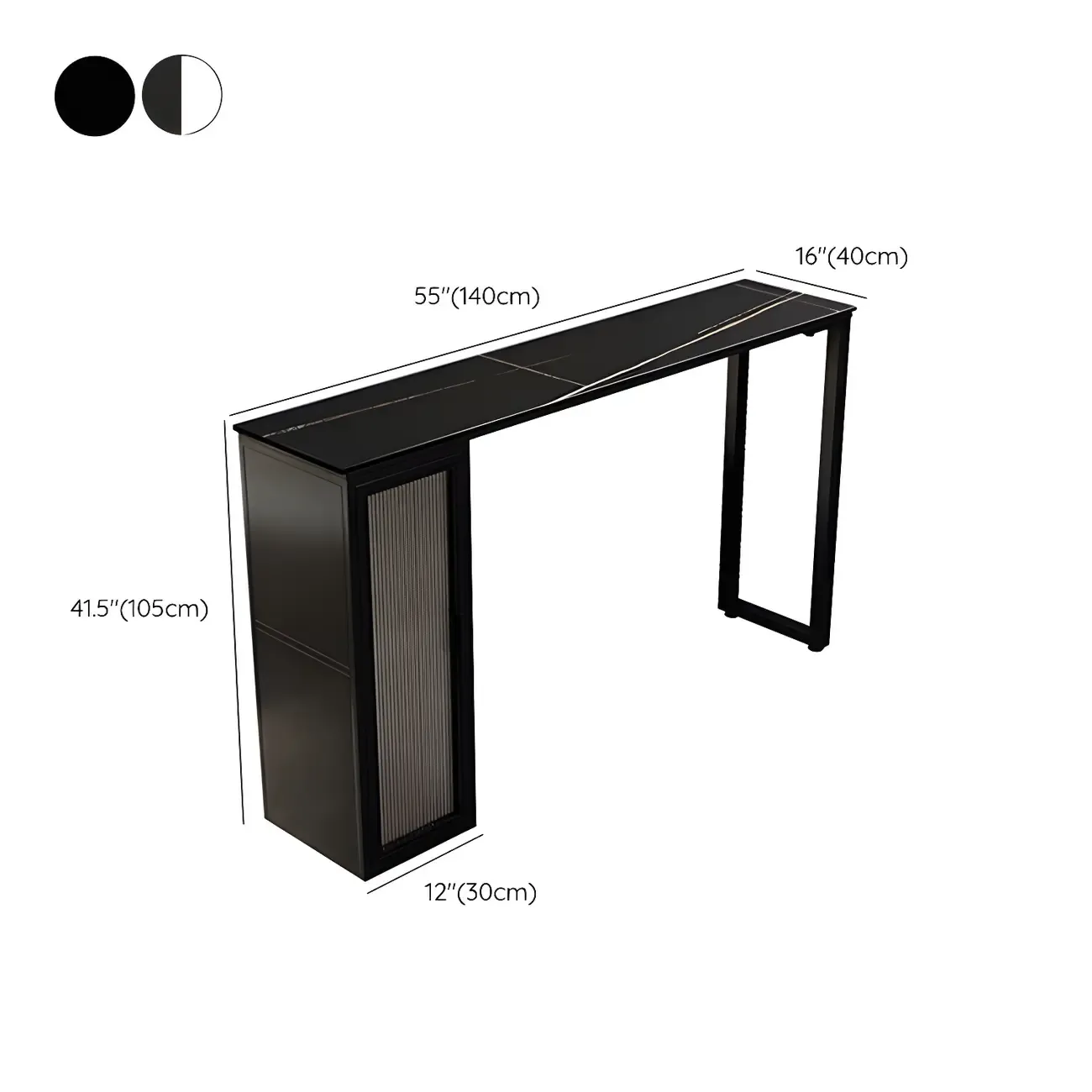 Modern Black Stone Steel Pedestal Storage Bar Tables Image - 13