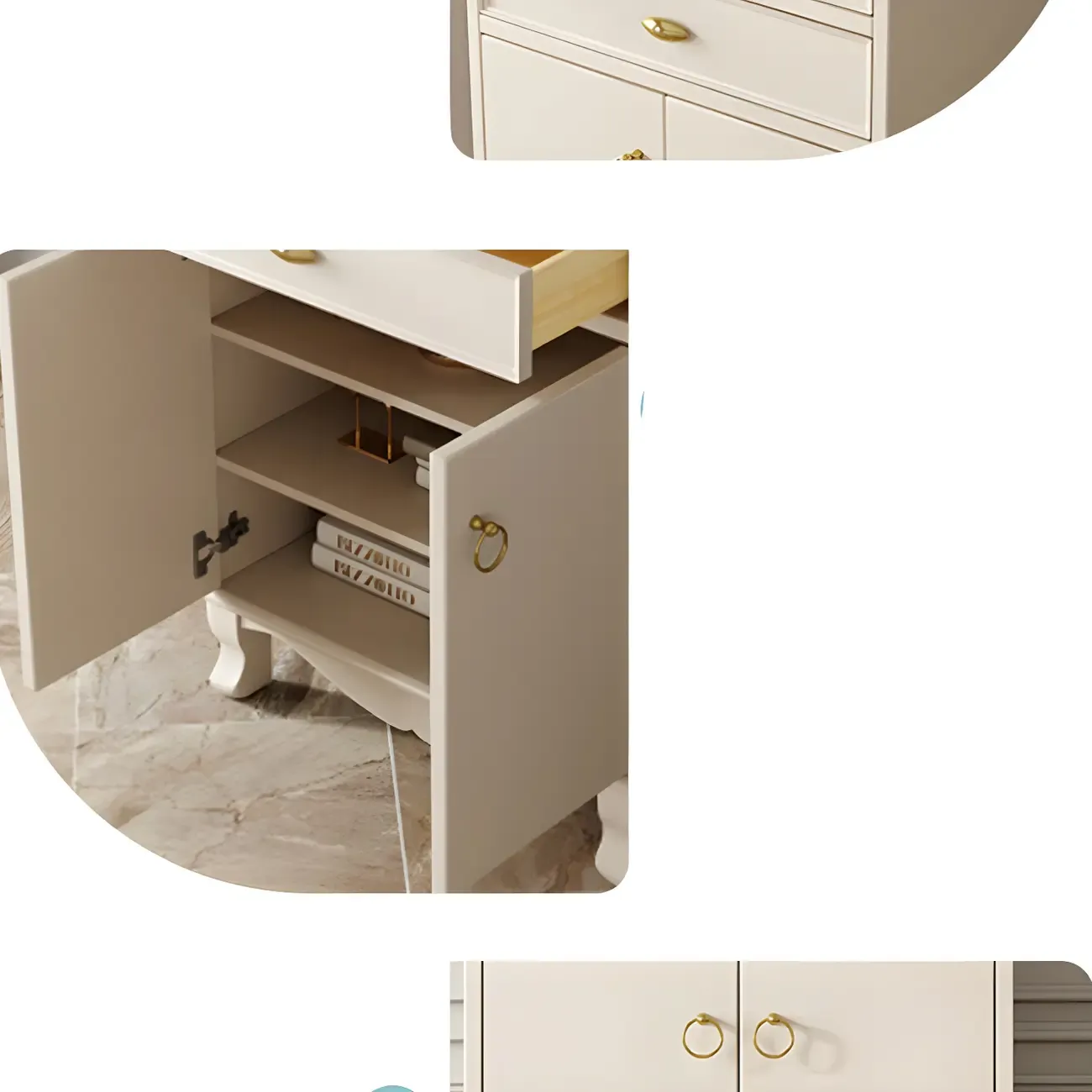 Minimalist White Wooden Dressers & Chests with Storage Cabinet Image - 7
