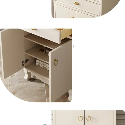 Minimalist White Wooden Dressers & Chests with Storage Cabinet Image - 7