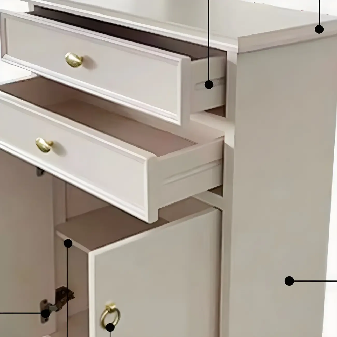 Minimalist White Wooden Dressers & Chests with Storage Cabinet Image - 8