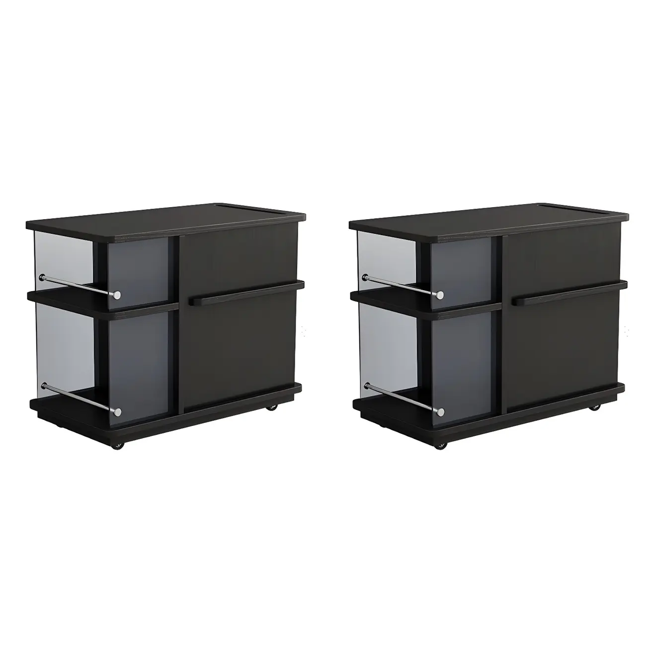 Functional Black Rectangular Wood Side Table with Storage Image - 8 | homeyfad
