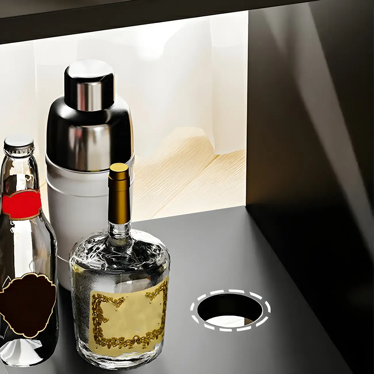 Functional Black Rectangular Wood Side Table with Storage Image - 6