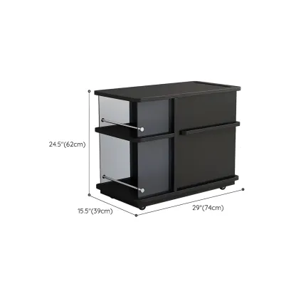 Functional Black Rectangular Wood Side Table with Storage #size