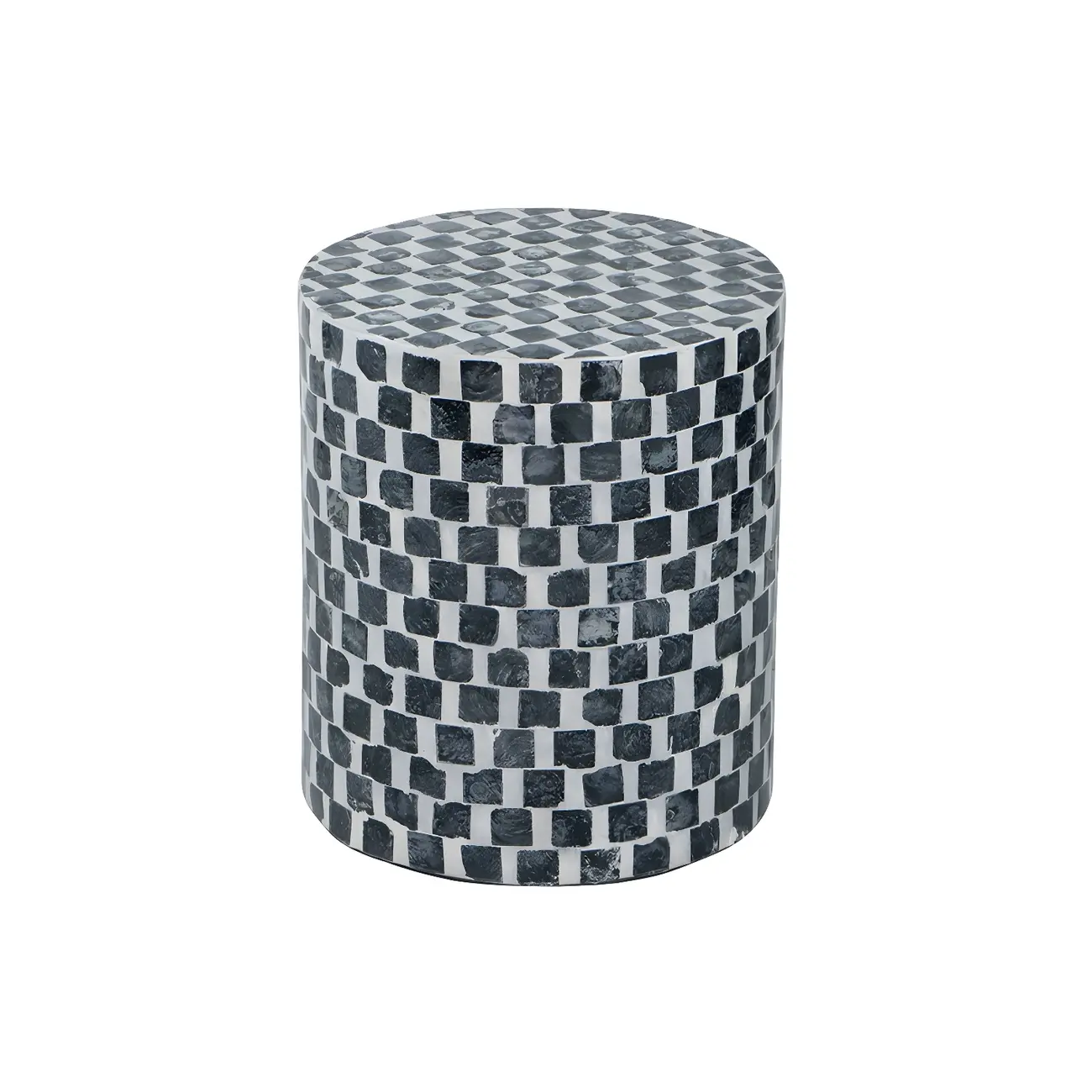 Vintage Wooden Round End Table with Mosaic Design for Home Image - 12 | homeyfad