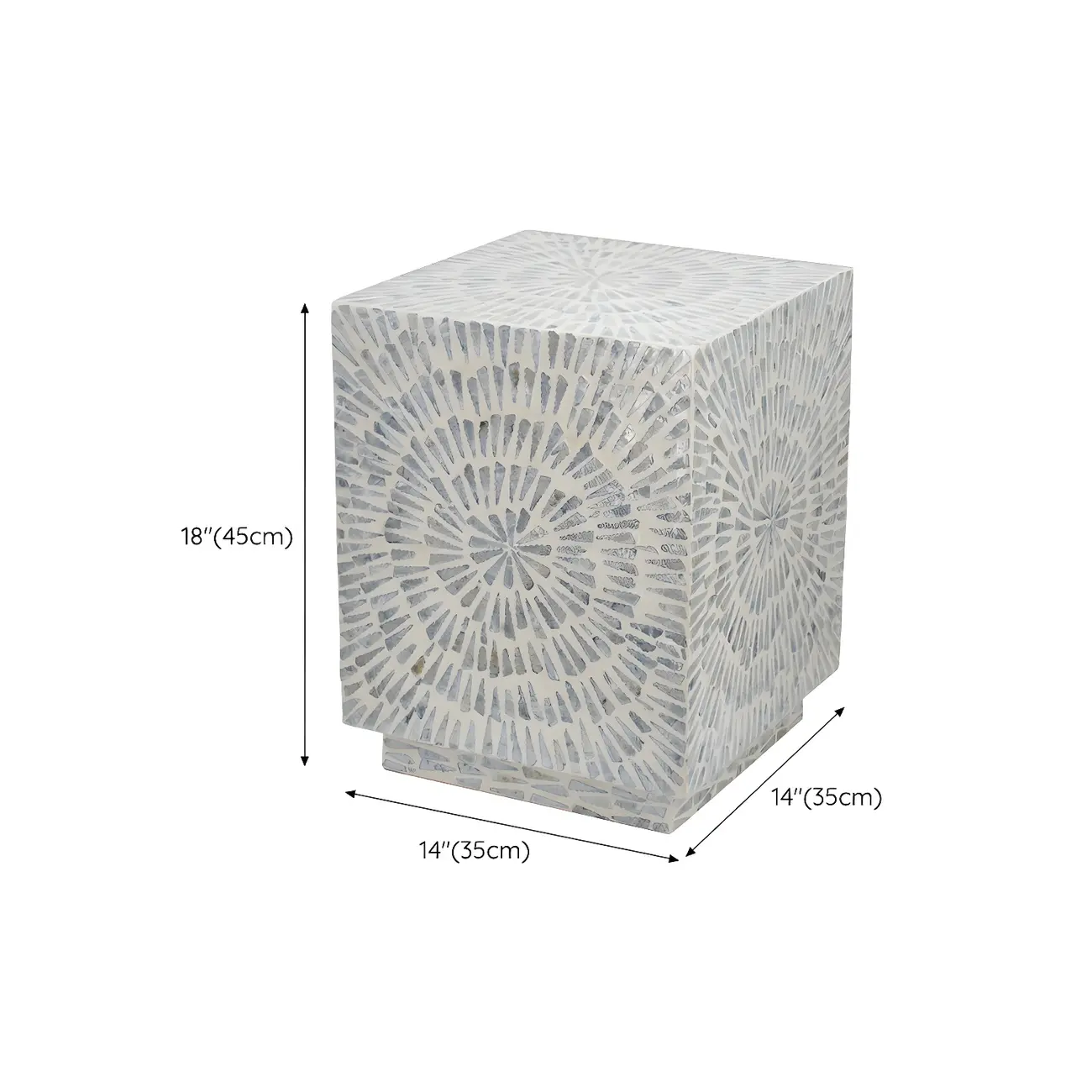 Vintage Wooden Round End Table with Mosaic Design for Home #size | homeyfad