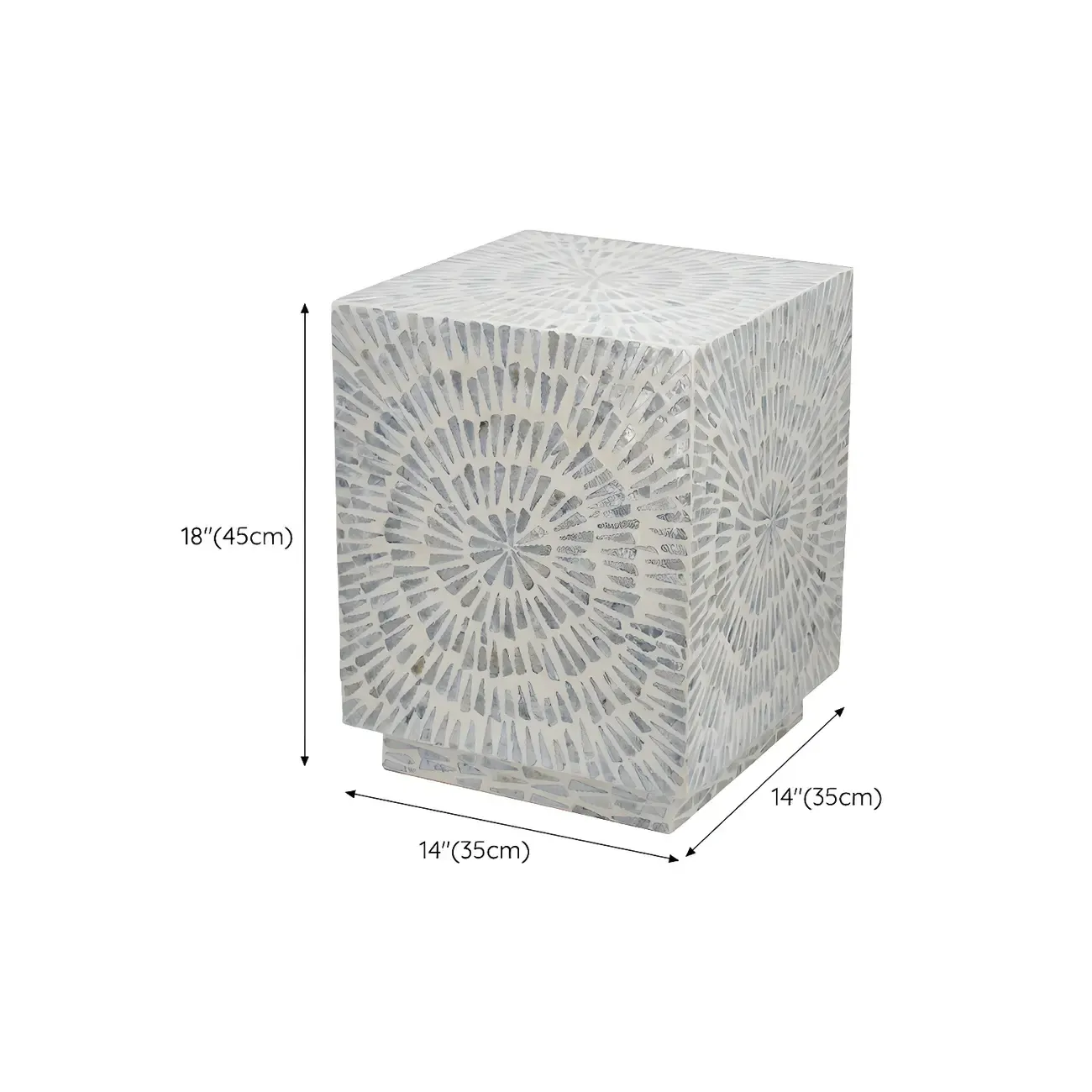 Vintage Wooden Round End Table with Mosaic Design for Home #size