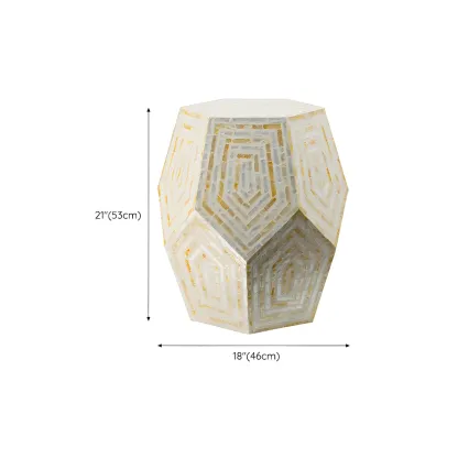 Vintage Wooden Round End Table with Mosaic Design for Home Image - 21
