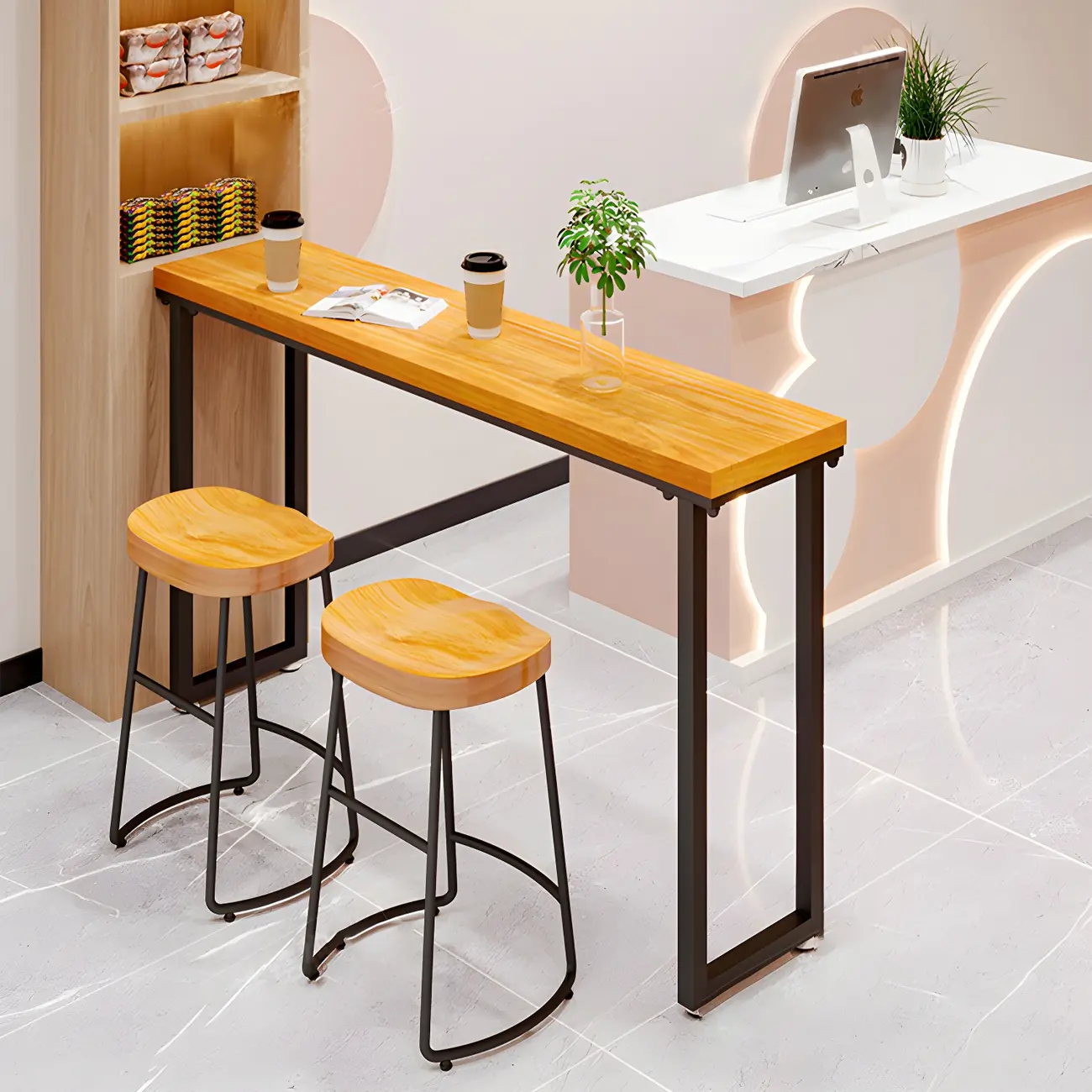 Saddle Yellow Armless Leather Metal Frame Bar Stools Image - 1 | homeyfad
