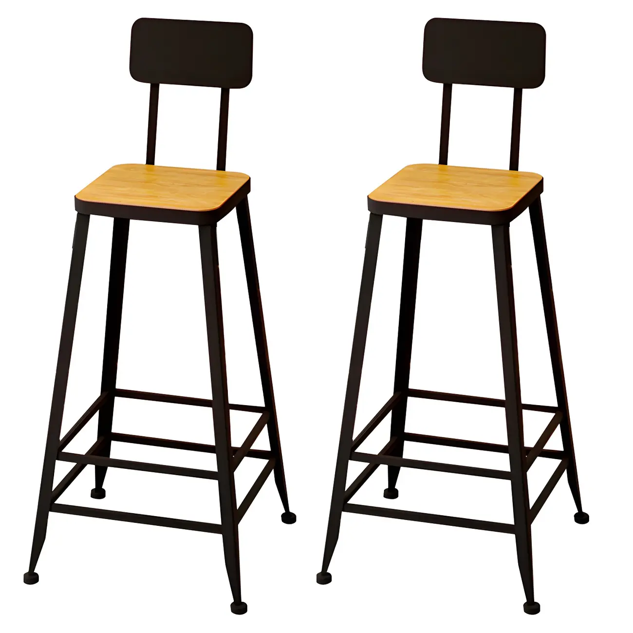 Saddle Yellow Armless Leather Metal Frame Bar Stools Image - 5 | homeyfad