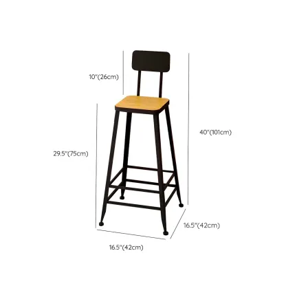 Saddle Yellow Armless Leather Metal Frame Bar Stools Image - 7