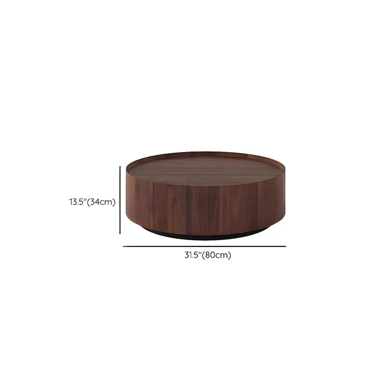 Brown Modern Stylish Round Wood Drawer Coffee Table #size | homeyfad