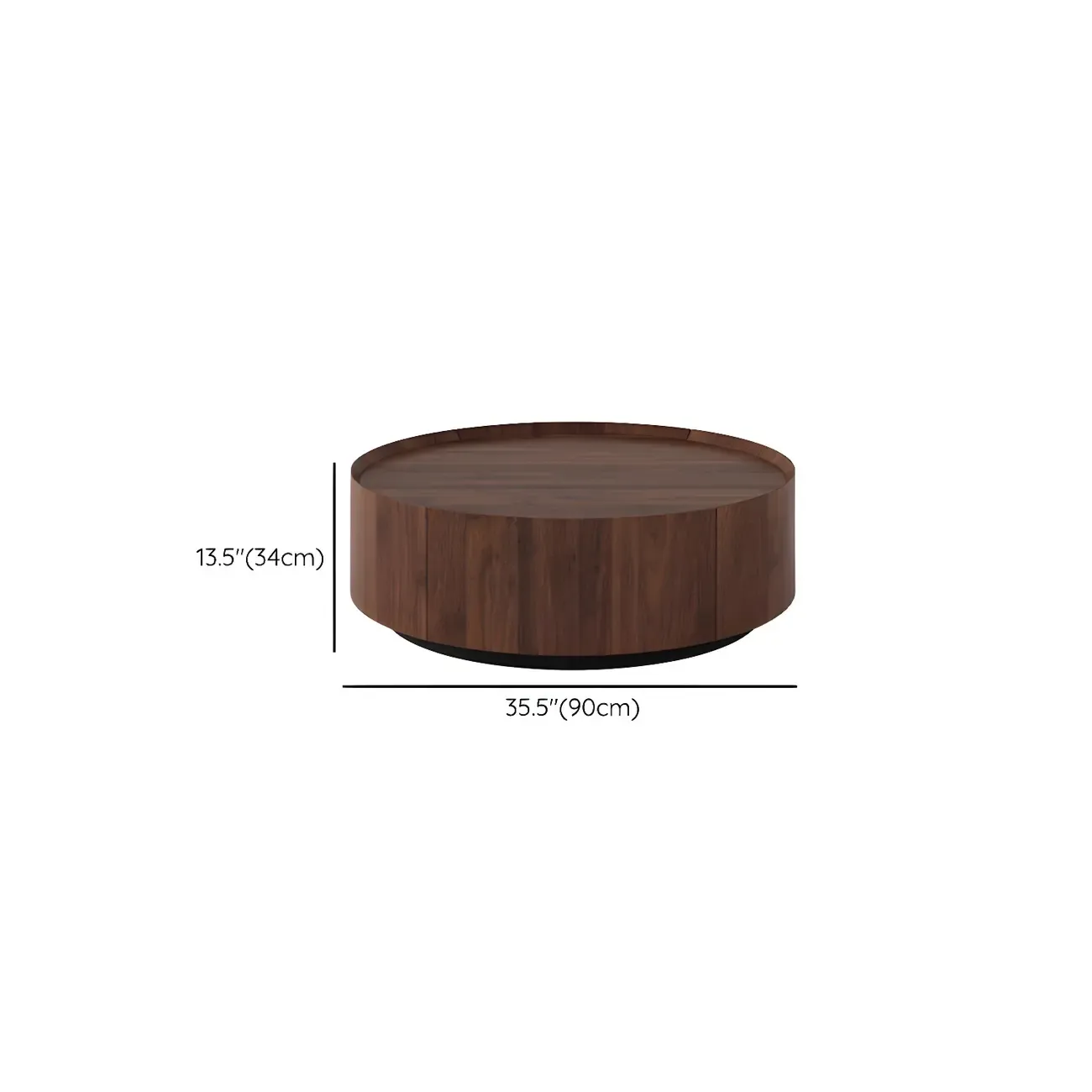 Brown Modern Stylish Round Wood Drawer Coffee Table Image - 12