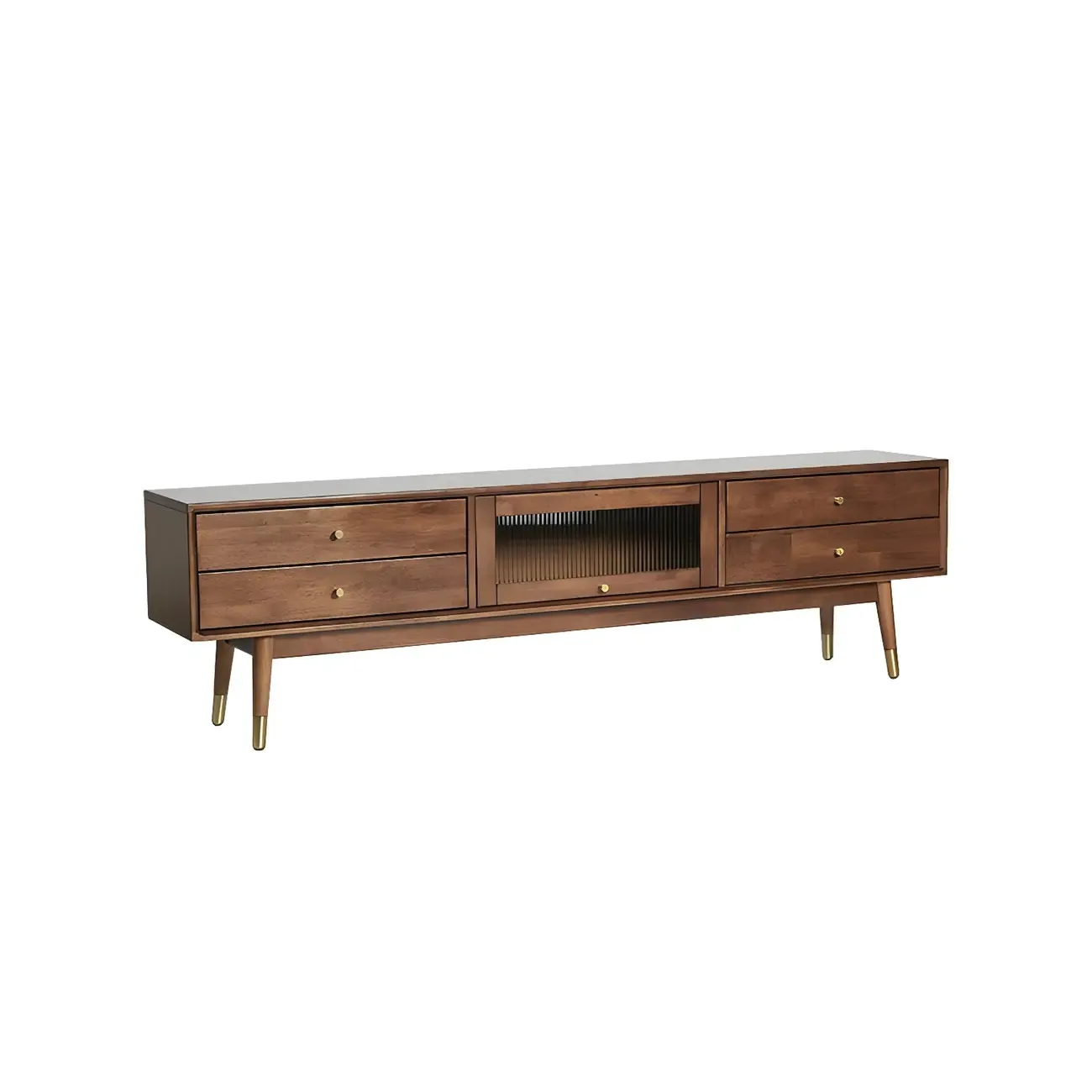 Traditional Wooden TV Stand with Drawers & Cable Management Image - 6