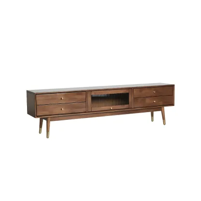 Traditional Wooden TV Stand with Drawers & Cable Management Image - 6