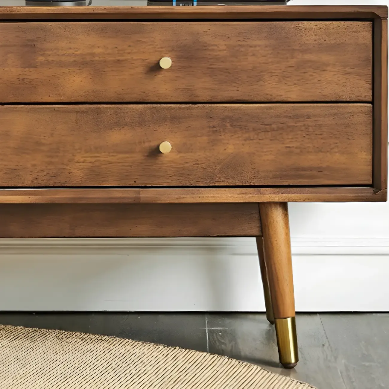 Traditional Wooden TV Stand with Drawers & Cable Management Image - 8