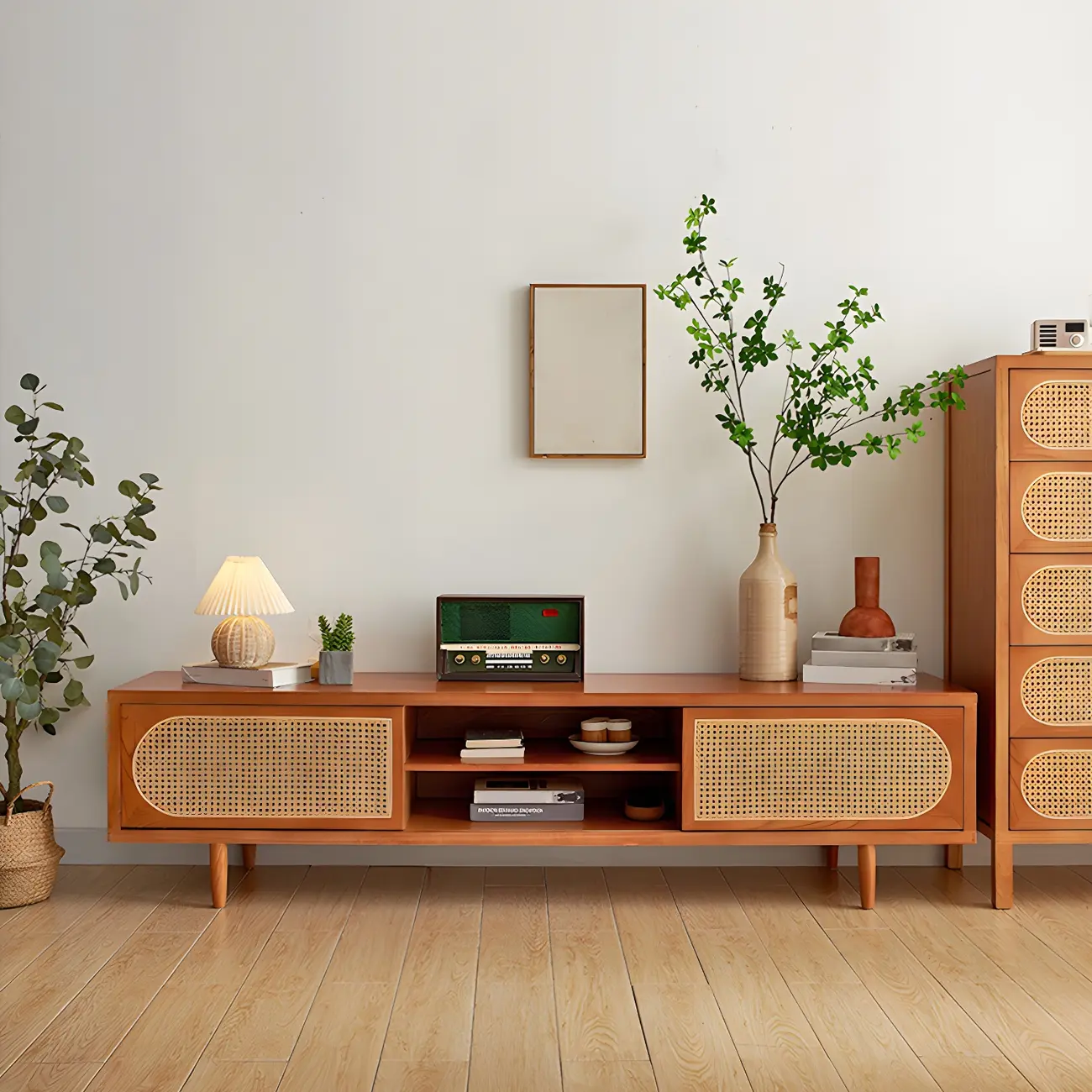 Glam Wooden Mueble Para TV Stand with Shelves for Living Room Image - 1 | homeyfad