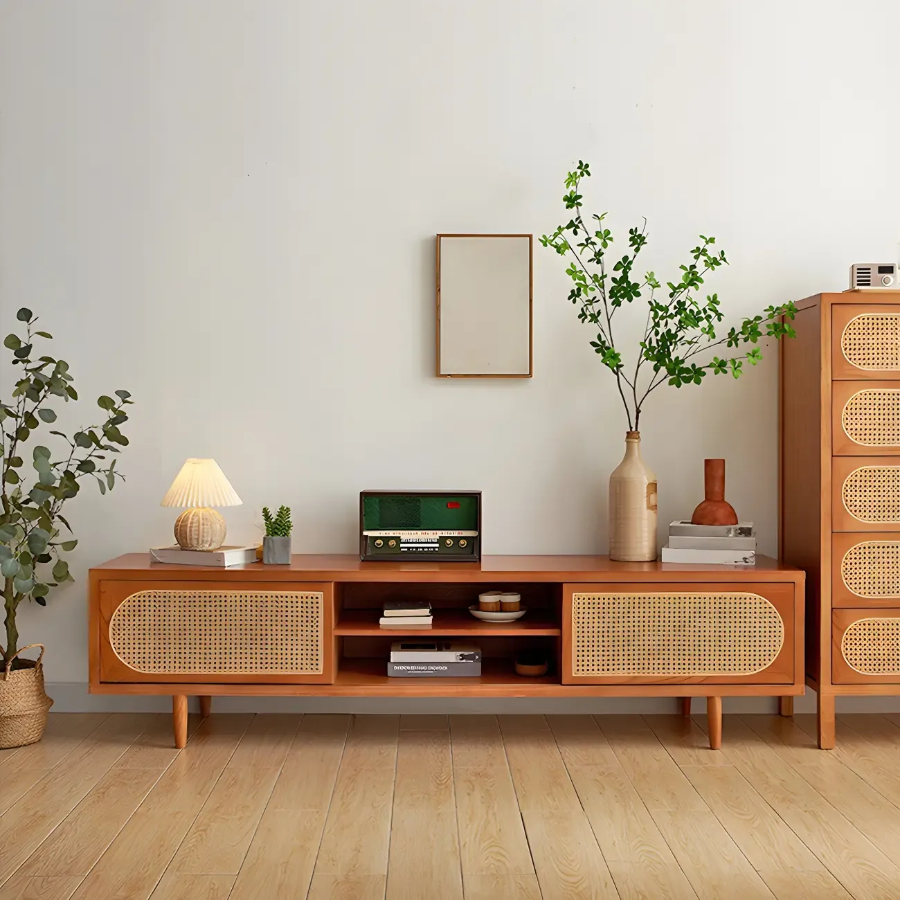 Glam Wooden Mueble Para TV Stand with Shelves for Living Room Image - 1