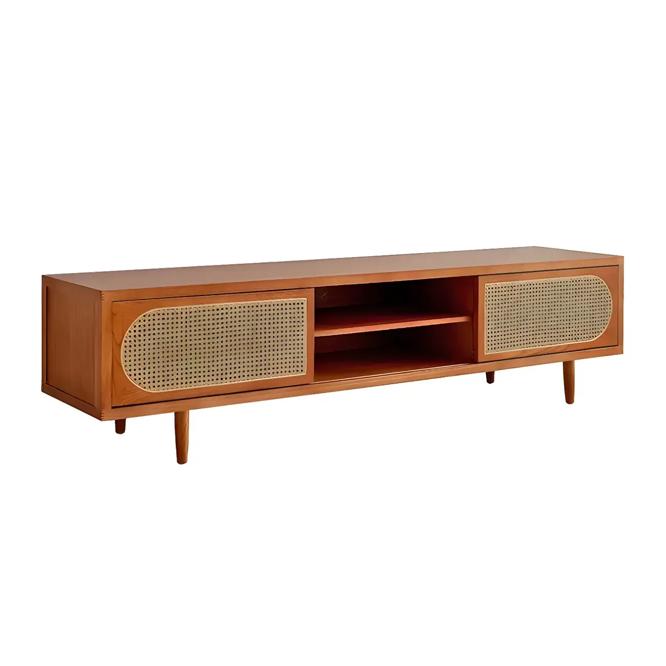 Glam Wooden Mueble Para TV Stand with Shelves for Living Room Image - 5