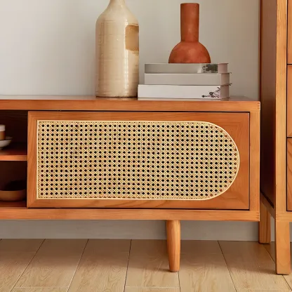 Glam Wooden Mueble Para TV Stand with Shelves for Living Room Image - 8