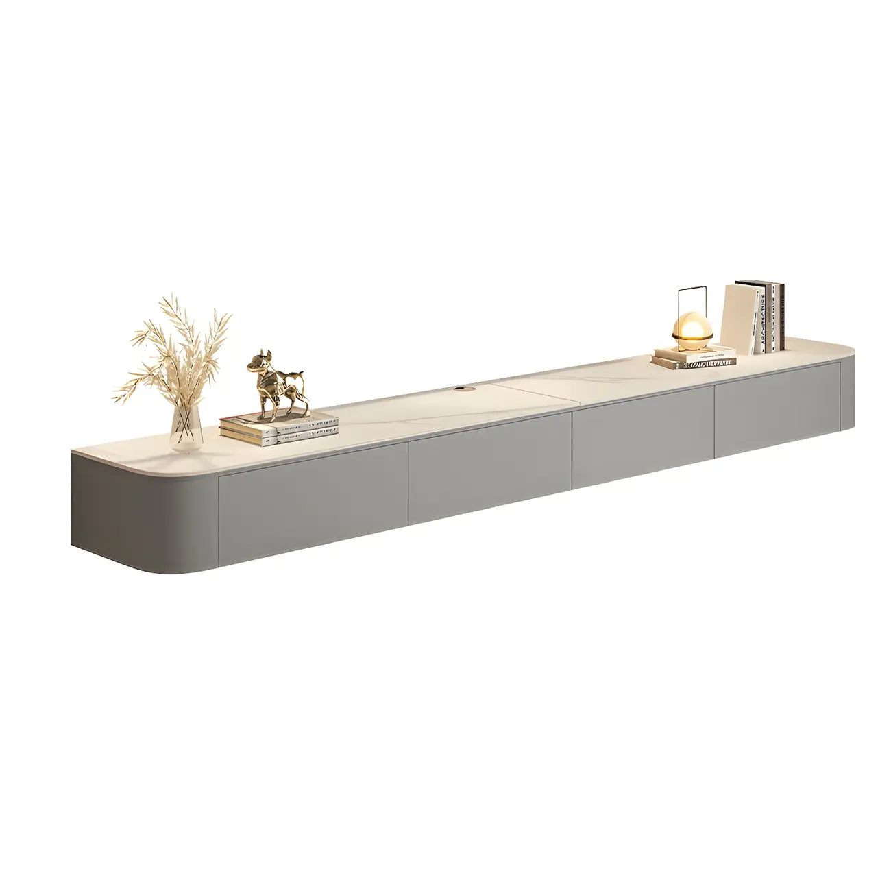 Modern Mueble Flotante Para TV Stand with Storage in White Image - 5 | homeyfad