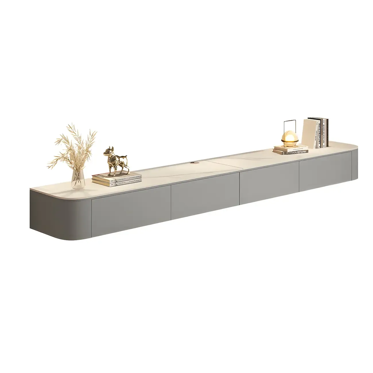 Modern Mueble Flotante Para TV Stand with Storage in White Image - 5