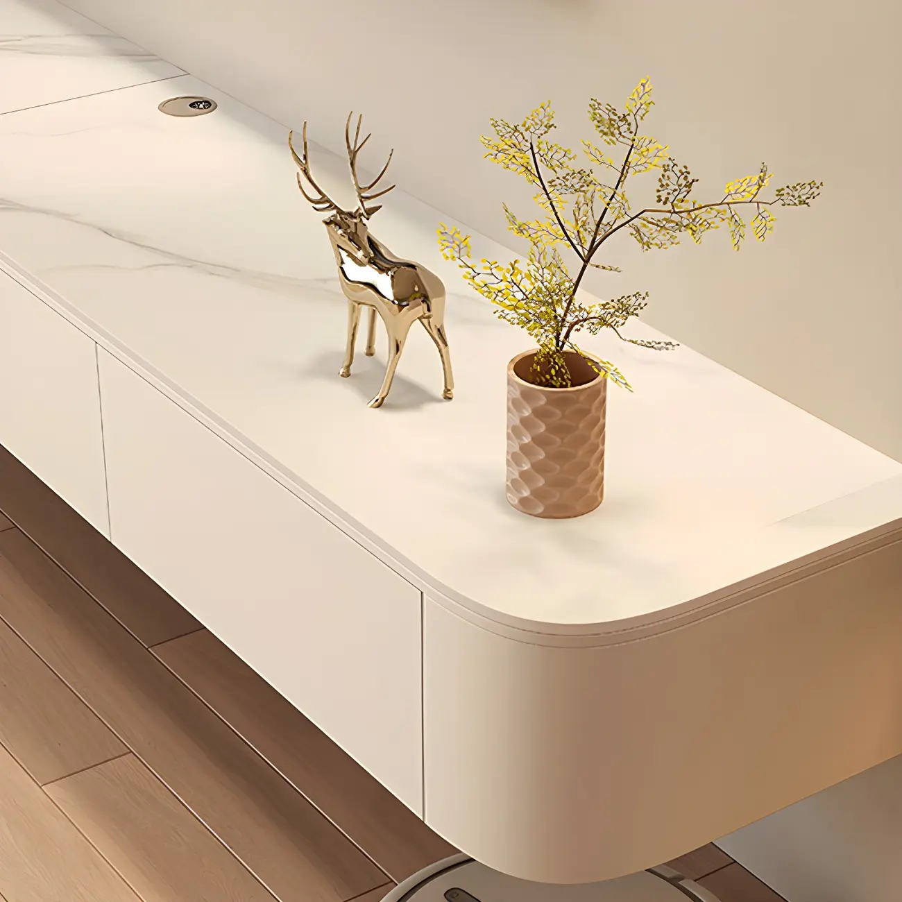 Modern Mueble Flotante Para TV Stand with Storage in White Image - 6 | homeyfad