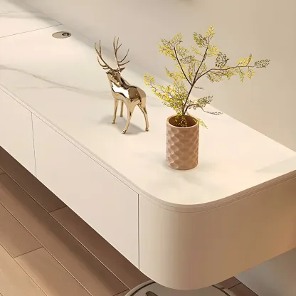 Modern Mueble Flotante Para TV Stand with Storage in White Image - 6